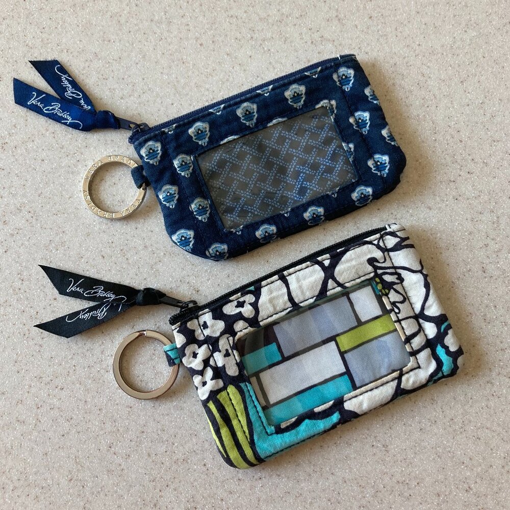 Vera Bradley Zip ID Cases ~ Set of Two:  Island Blooms and Nantucket Navy